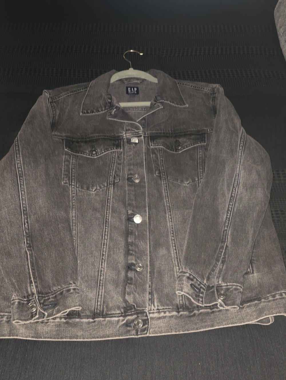GAP Women's Faded Black Denim Trucker Jacket